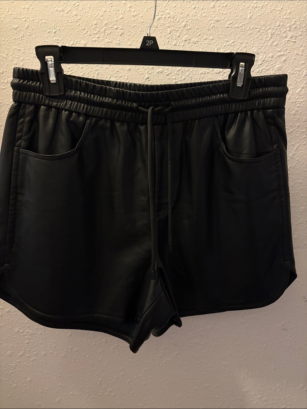 Esprit Women's Black Faux Leather Drawstring Shorts